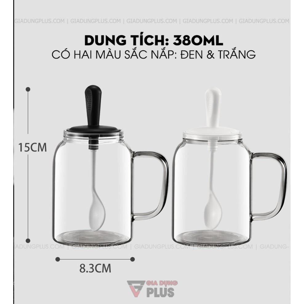 Hủ đựng gia vị muỗng liền nắp thông minh có nắp đậy kín thuỷ tinh borosilicate 380ml, có tay cầm chắc chắn - VIMORA