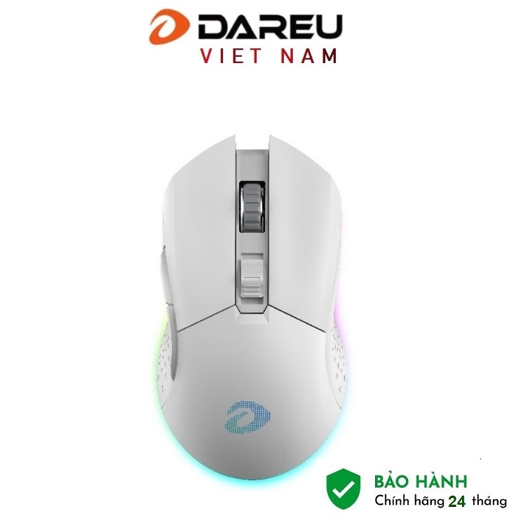 Chuột không dây Gaming DAREU EM901 RGB – WHITE (BRAVO ATG4090 Sensor) (dùng Pin Sạc) - Hàng Chính Hãng bảo hành 24 tháng