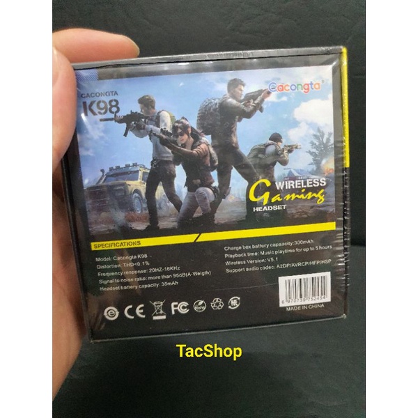 Tai Nghe Gaming Bluetooth Cacongta K98 Tai Nghe Chơi Game Không Dây Độ Trễ Cực Thấp Âm Thanh HD Pin Trâu Đàm Thoại 2 Tai