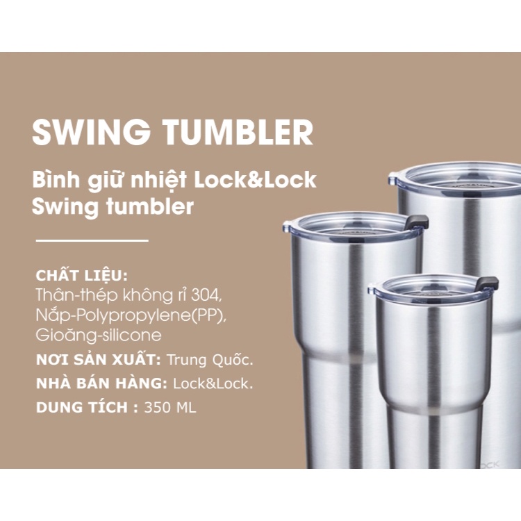 Ly Giữ Nhiệt Locknlock 350ML, cốc giữ nhiệt nhỏ gọn, màu đen Swing Tumbler lock&Lock LHC4179BLK - T2Cmall