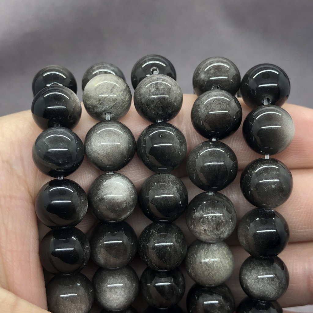 Chuỗi Hạt Đá Obsidian Đôi Mắt Thiên Nhiên 5A 6-14mm Tự Làm Trang Sức