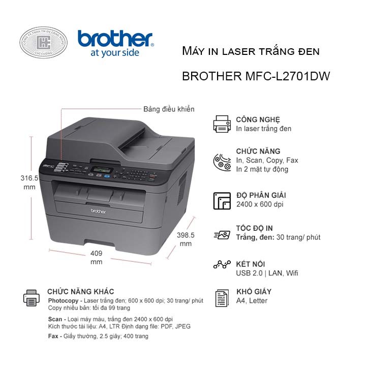 Máy in Brother đa chức năng MFC-L2701DW ( In, Scan, Copy, FAX ) - Hàng Chính Hãng | BigBuy360 - bigbuy360.vn