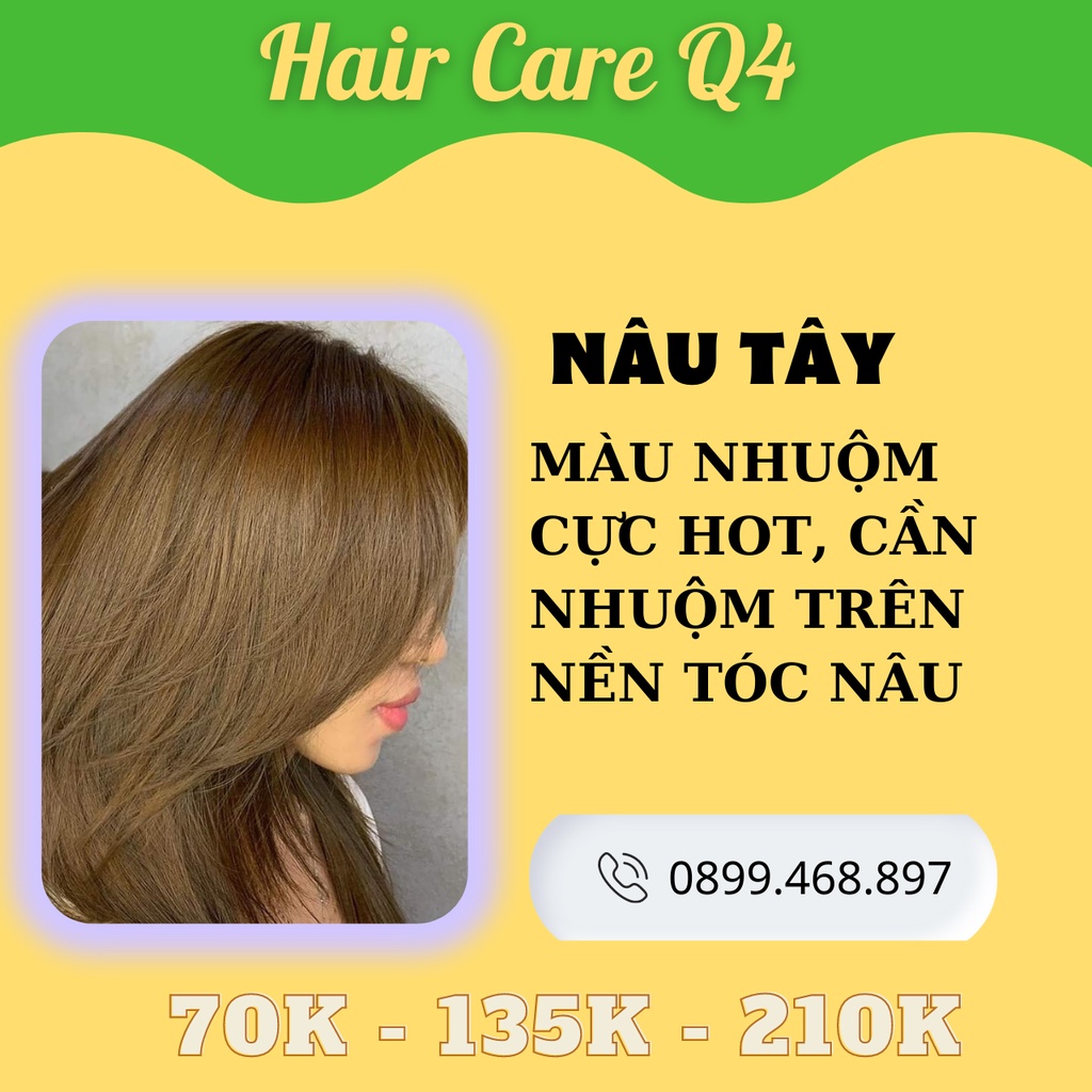 Thuốc nhuộm tóc Màu nâu tây, nâu sáng, nâu ánh kim, nâu ánh xám nâu trà không tẩy - Hair CAre Q4