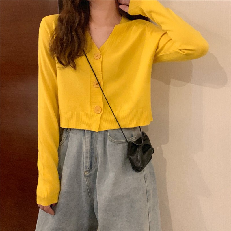 Áo Khoác Cardigan Len Cổ Tim Xinh Xắn Cho Nữ Chất Len Tăm Phong Cách Ulzzang Hàn Quốc Nhiều Màu | BigBuy360 - bigbuy360.vn