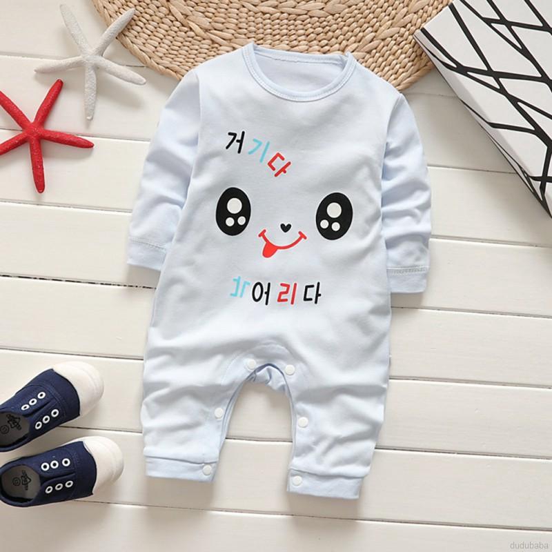 Áo thun tay dài liền quần in hình động vật đáng yêu cho bé trai
