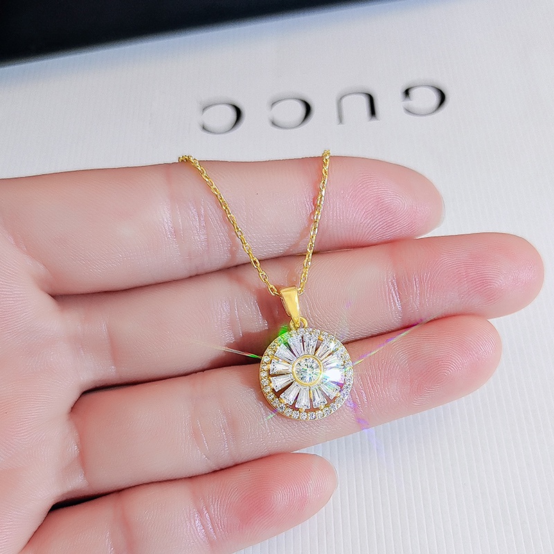 Dây chuyền JIUDUOLAN mặt tròn đính đá zircon sáng bóng sang trọng thời trang cho nữ