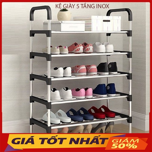 Kệ giày dép inox 5 tầng cao cấp khung nhựa chắc chẳn kệ để đồ