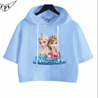 Áo croptop in Elsa cho bé gái