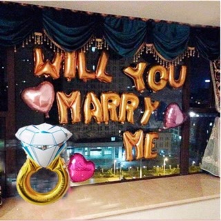 Bộ chữ  bóng bóng Will you marry me cầu hôn
