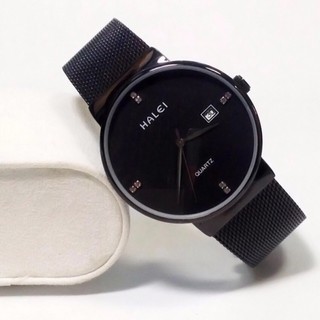 Đồng hồ cặp đôi dây thép lụa Halei Black