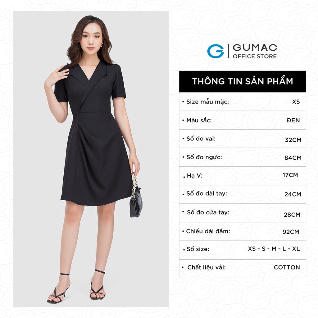 Đầm form A cổ danton Thời trang GUMAC DC05010 | BigBuy360 - bigbuy360.vn