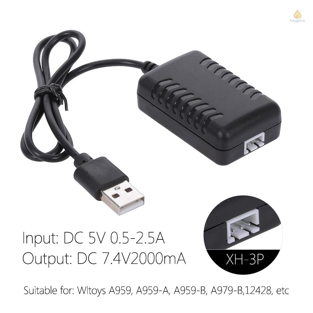 WLTOYS Dây Cáp Sạc Pin Lithium 7.4V XH-3P Cho Xe Hơi Điều Khiển Từ Xa A959 A959-A A959-B A979-B 12428