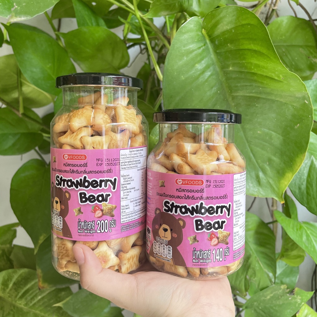 Bánh Gấu VFoods Nhân Kem Dâu Strawberry Bear (Hộp 200g)