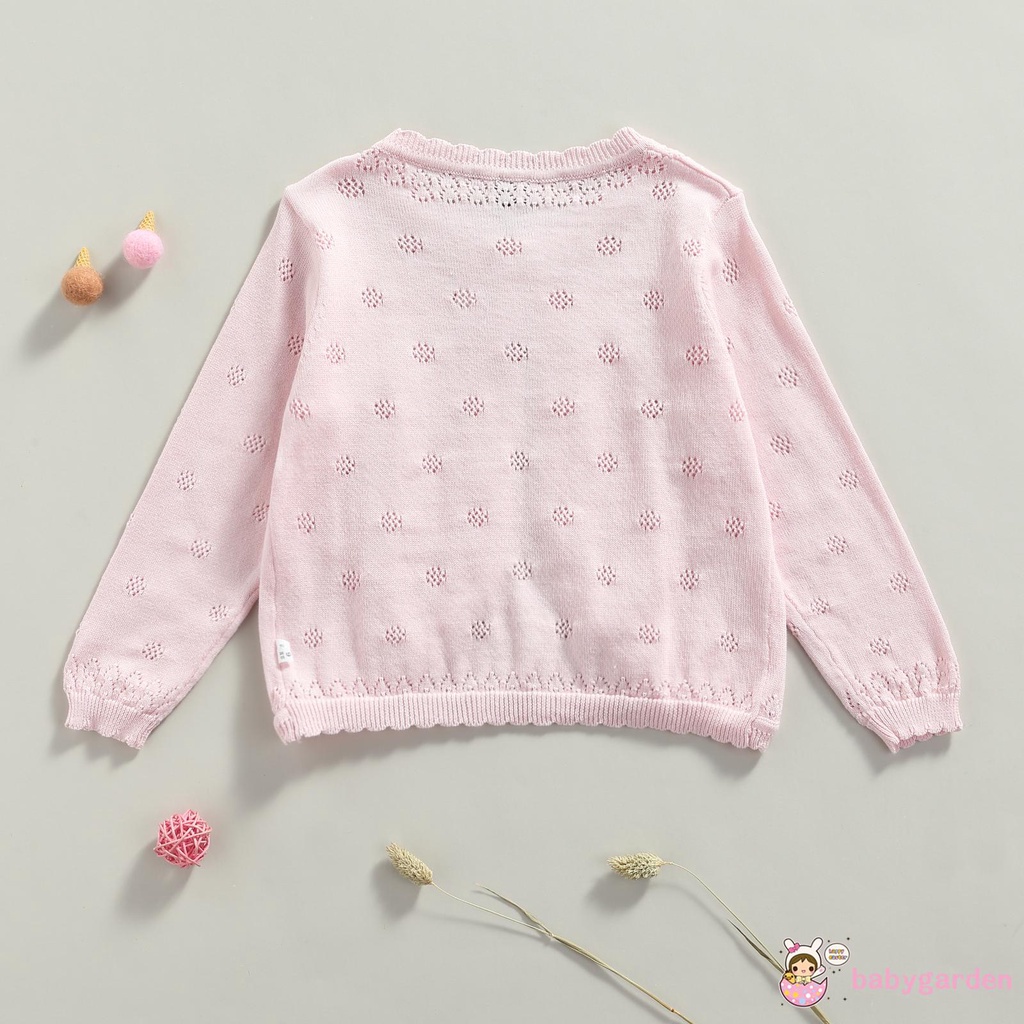 Áo khoác cardigan dệt kim tay dài cổ thuyền cài nút thiết kế dễ thương cho bé gái