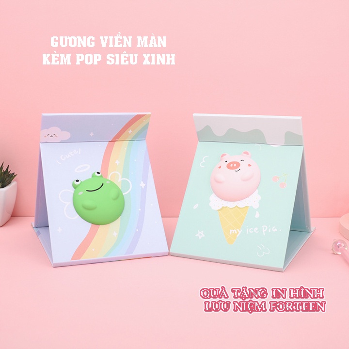 Gương gấp để bàn, mang theo tiện lợi kèm pop hình thú siêu xinh.156MV