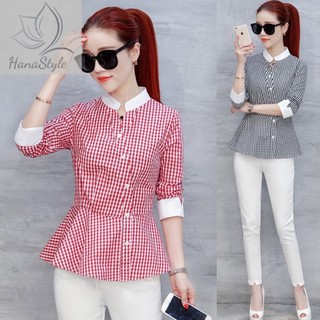 Áo sơ mi dáng peplum cổ trụ sang trọng - nhiều size và màu, form dáng chuẩn thích hợp mặc đi làm, dự tiệc