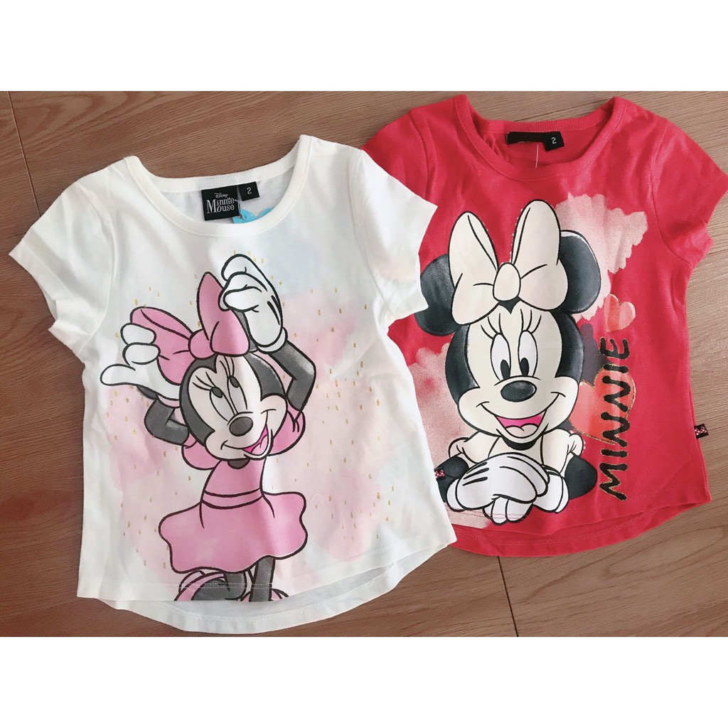 Áo thun bé gái 2-8 tuổi hàng Disney xuất xịn, Áo cộc tay cho bé hình Mickey vải cotton co giãn thấm hút mồ hôi