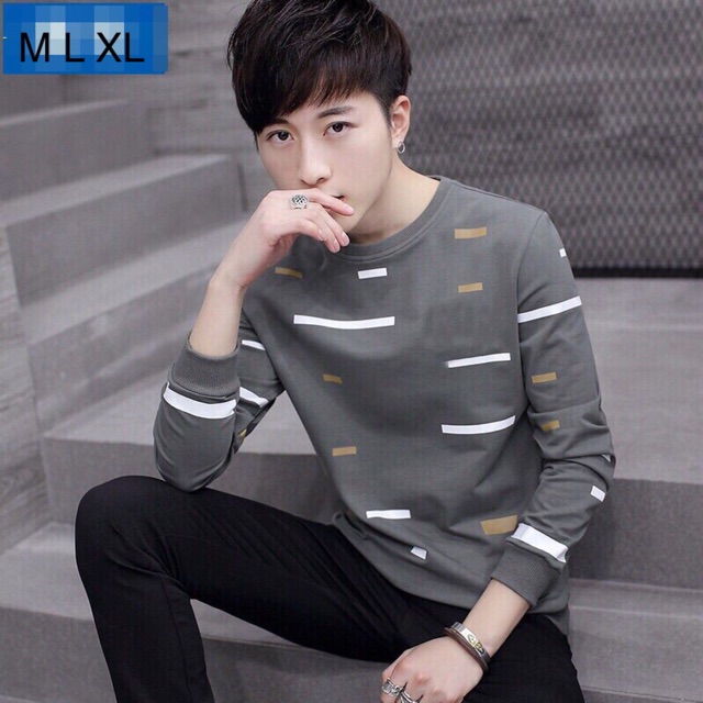 Áo thun dài tay nam Thu Đông hoạ tiết phối thời trang - cá tính - XÁM -atdt323 | BigBuy360 - bigbuy360.vn