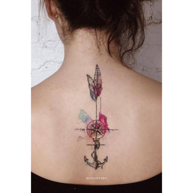 Hình xăm dán tatoo hình mũi tên màu, độc đẹp lạ, size vừa, mã XQB003