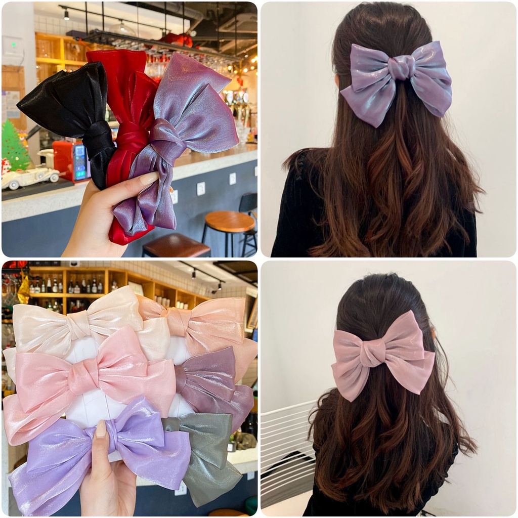 Kẹp Tóc Hình Nơ Màu Sắc Đơn Giản Phong Cách Hàn Quốc Dành Cho Nữ