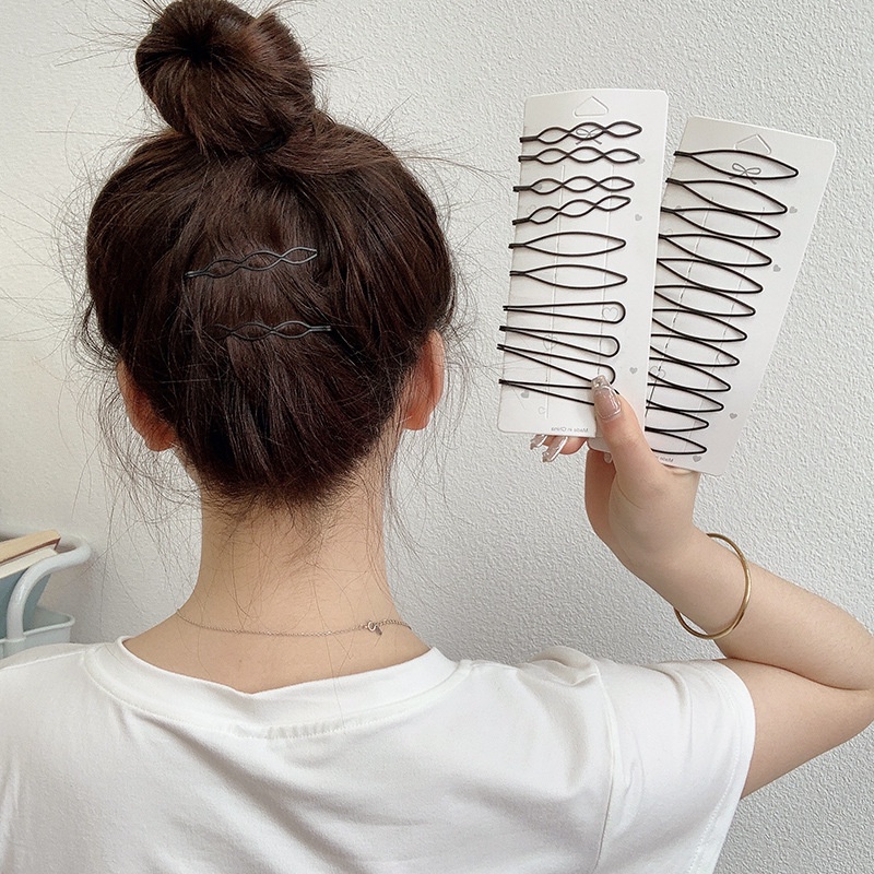 Bộ 12 Kẹp Tóc Mái Màu Đen Nhiều Kiểu Dáng Phong Cách Hàn Quốc Đơn Giản Dành Cho Nữ