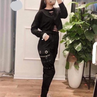 Bộ áo rách kèm quần nắp túi -T