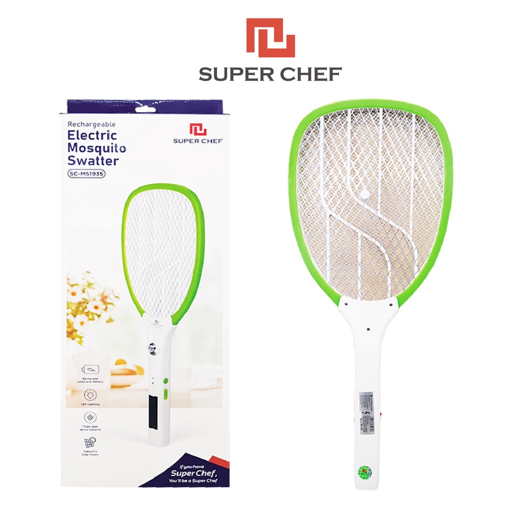 Vợt muỗi sạc điện và sạc năng lượng mặt trời Cao cấp Super Chef SC_MS1935