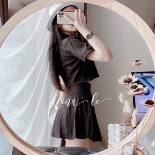 Set vest cúc crop top kèm chân váy