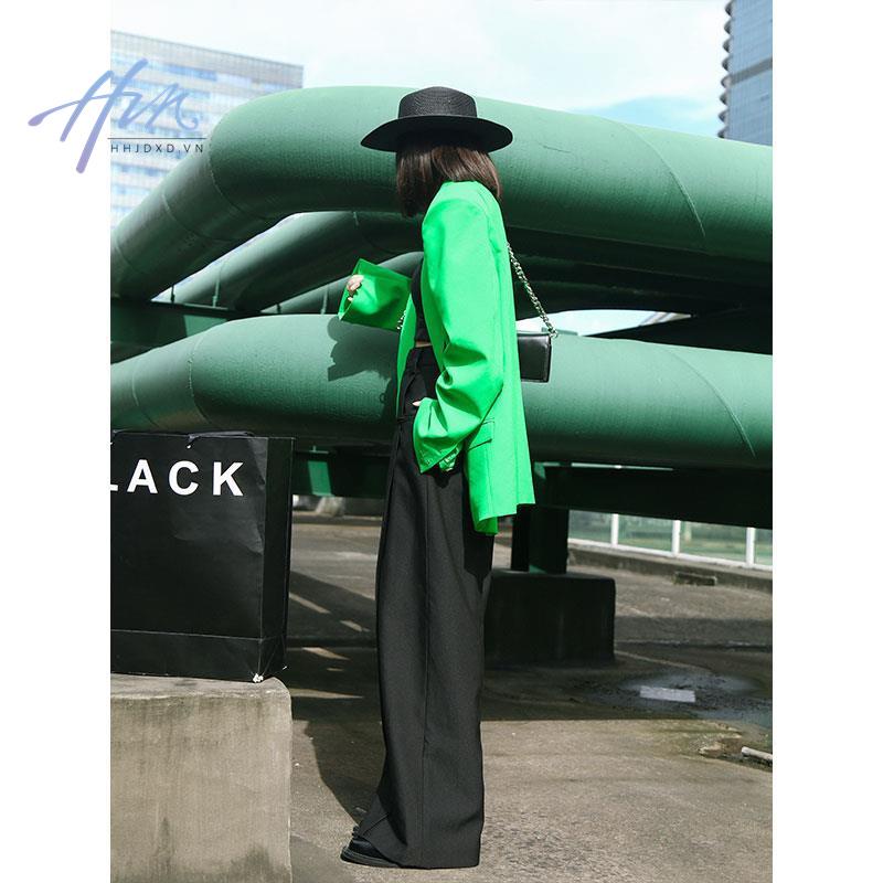 Quần Tây Ống Đứng Rộng 170 Độ Thời Trang Mùa Thu Màu Xám Phong Cách Hàn Quốc Cho Nữ