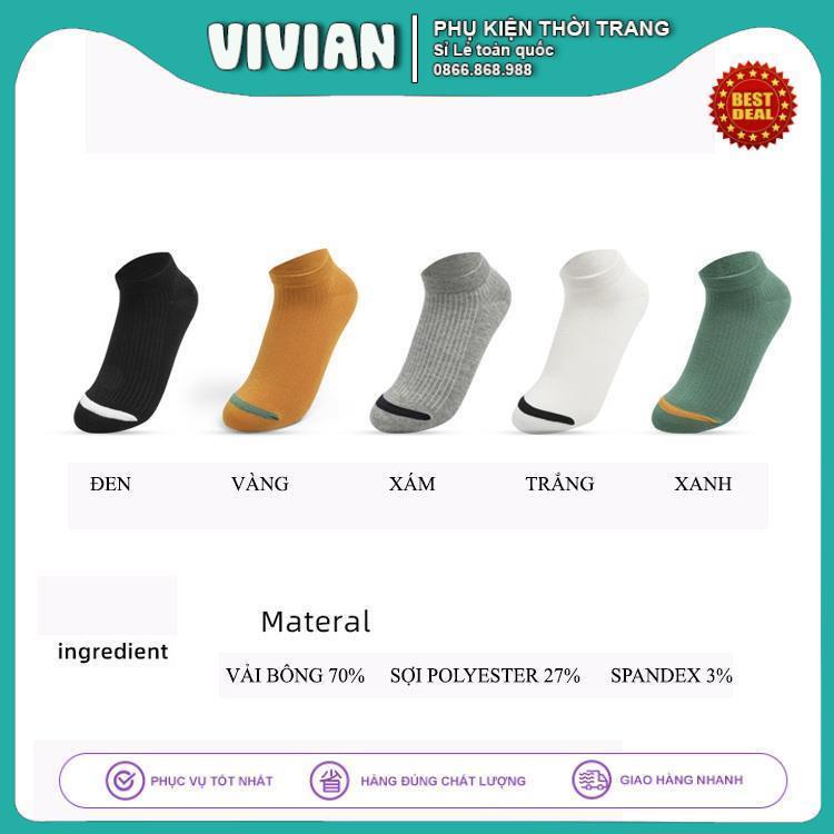 Vớ cổ ngắn Asrla [✨HỘP 5 ĐÔI✨] Tất ngắn nam nữ cotton cao cấp, thoáng khí, mềm nhẹ