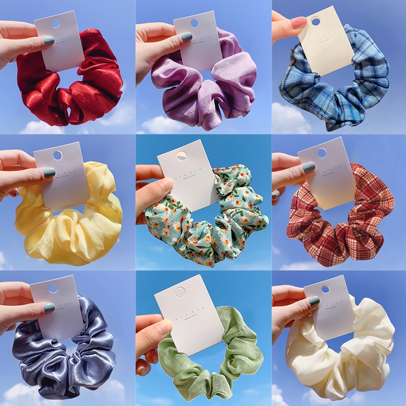 Set 7 Dây Buộc Tóc Cao Su Co Giãn Phong Cách Hàn Quốc Đơn Giản Dành Cho Nữ