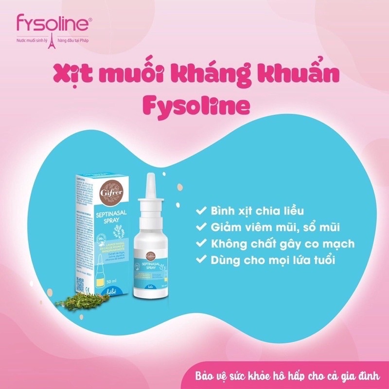 Nước Muối Khoáng Khuẩn Dạng Xịt Pháp 50ml Gifrer - Dung dịch rửa mũi thảo dược an toàn