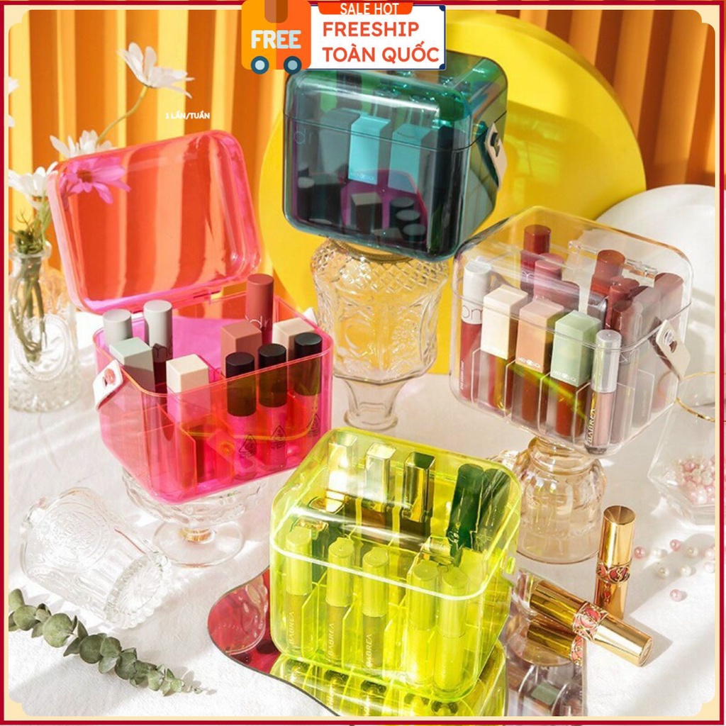 PVN31482 Hộp đựng son trong suốt nhiều màu có nắp chống bụi T2 .