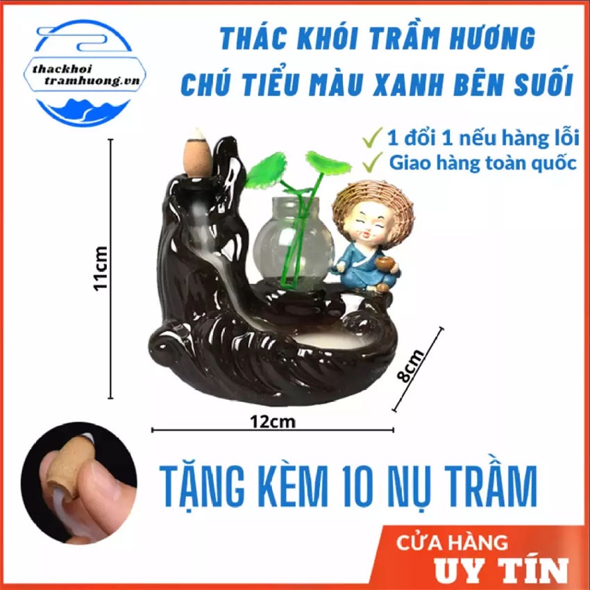 Thác Khói Trầm Hương CHÚ TIỂU XANH  BÊN SUỐI tặng 10 nụ trầm, thác khói chảy ngược dùng đốt hoặc xông nụ trầm hương