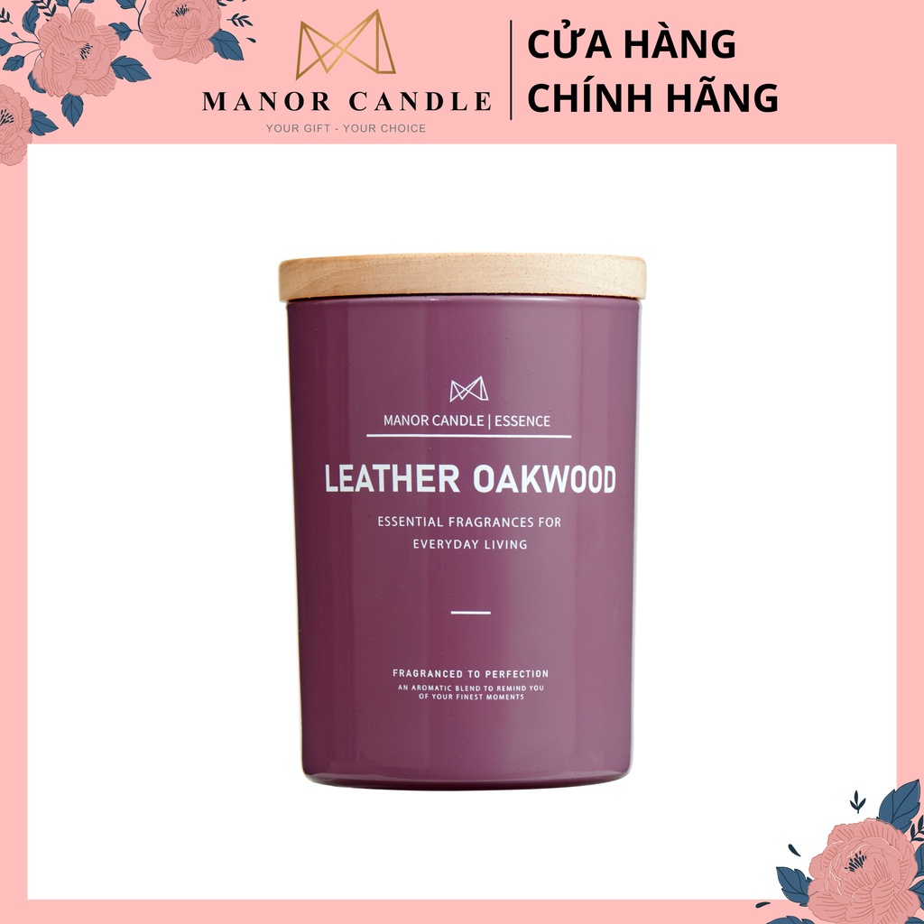 [Mã LIFE20KALL giảm 10% đơn 50K] Nến thơm LEATHER OAKWOOD cao cấp không khói an toàn, sáp cọ size 8oz 1 bấc 250gram