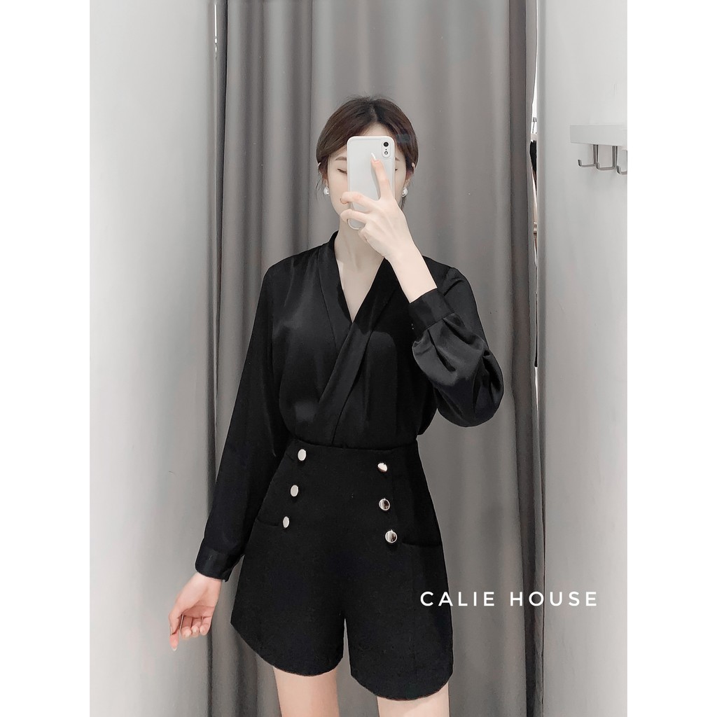 Áo sơ mi cổ chéo thời trang công sở Calie house A130 | BigBuy360 - bigbuy360.vn