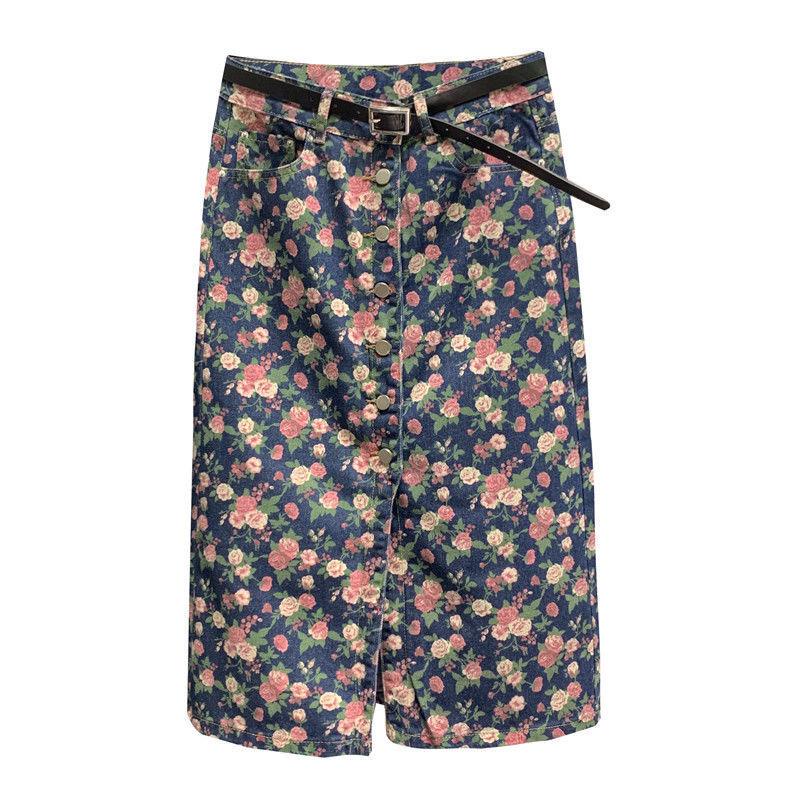 The store is on holiday  please chat with customer service! Chân váy jean Lưng Cao Dáng Ôm Co Giãn Họa Tiết Hoa Thời Trang Mùa Hè Phong Cách Châu Âu Cho Nữ