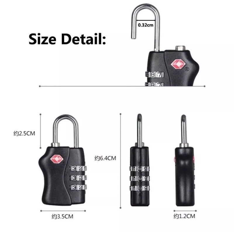 Ổ Khóa Hành Lý Vali Tiêu Chuẩn TSA