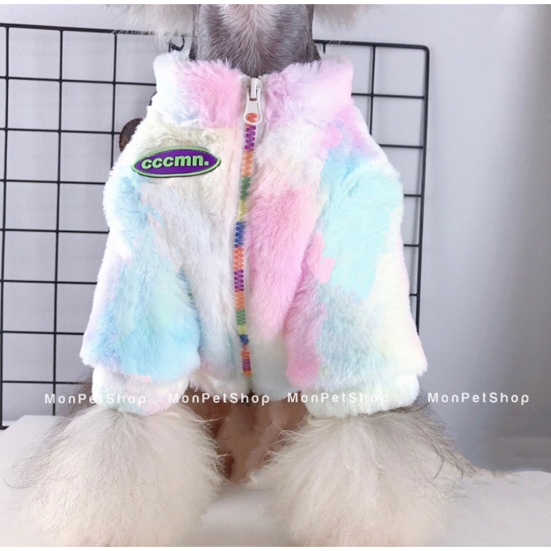 Áo khoác lông kéo khoá cho chó mèo