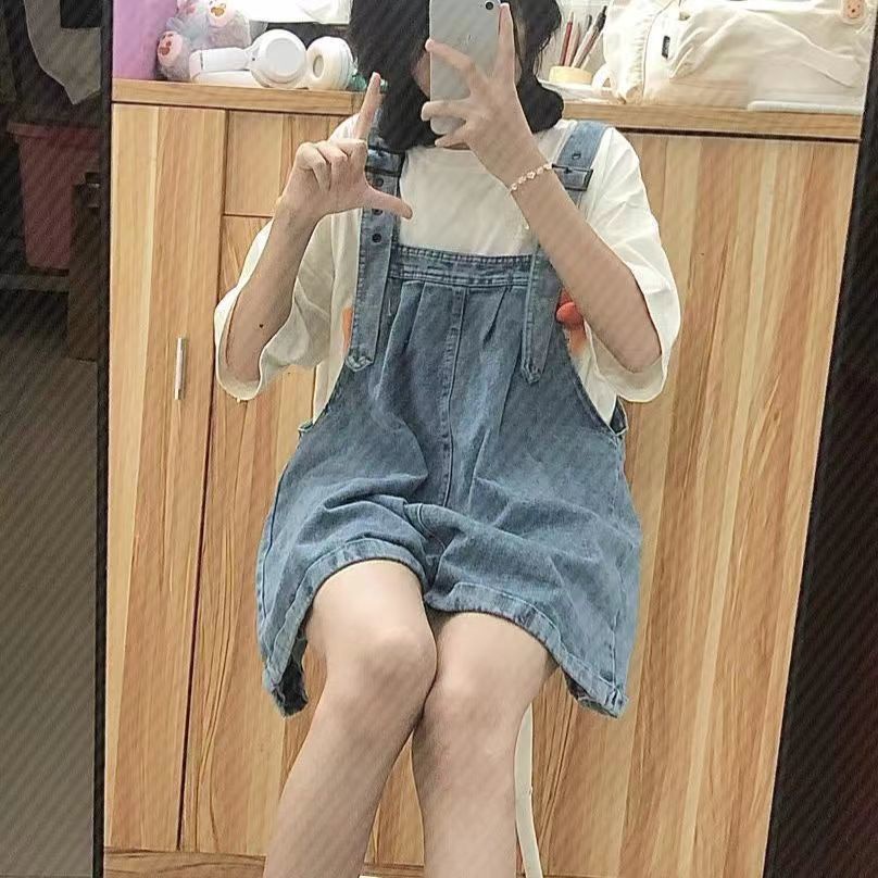 AMOI Quần Yếm Jean Eo Cao Dáng Rộng Thiết Kế Trẻ Trung Hợp Thời Trang Cho Bạn Gái