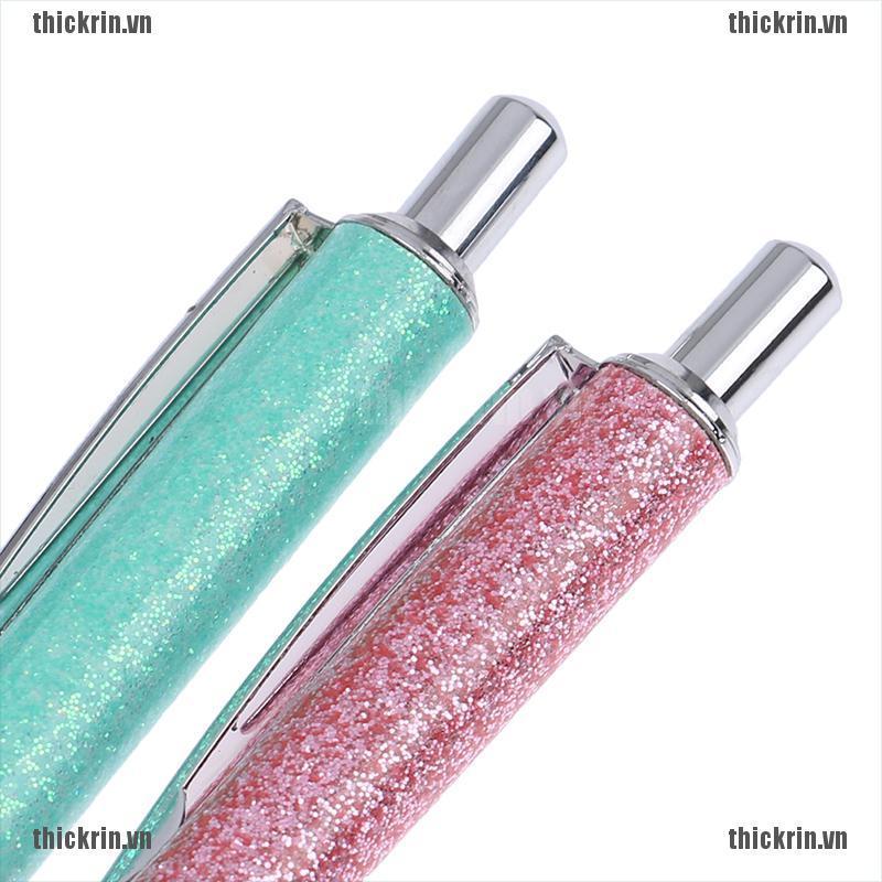 <Hot~new>1pcs Luxury Metal Ballpoint Pen Glitter Oil Flow Pens Office Stationery Gift