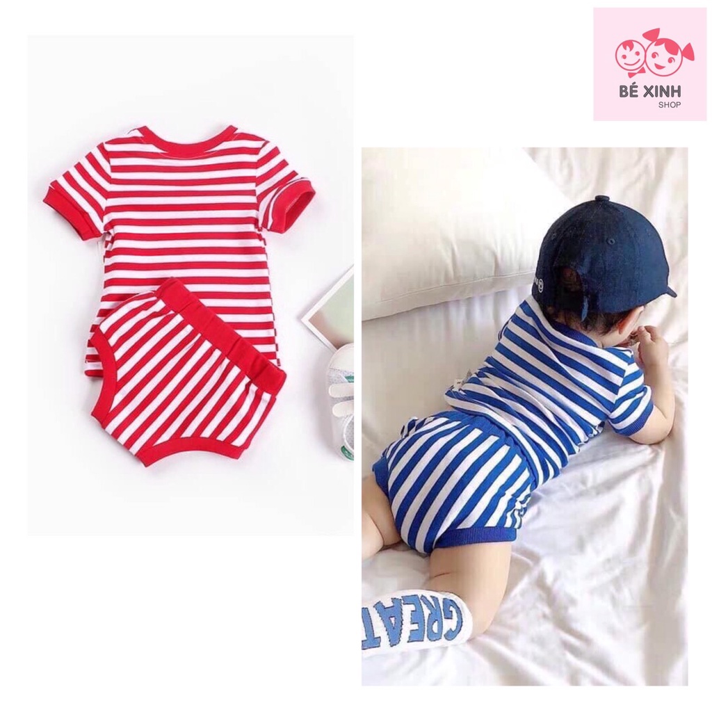 Bộ cộc tay cho bé trai bé gái Minky Mom [Rer đẹp] Đồ bé trai gái quần áo trẻ em thun lạnh BỘ SỌC CHIP Minky Mom