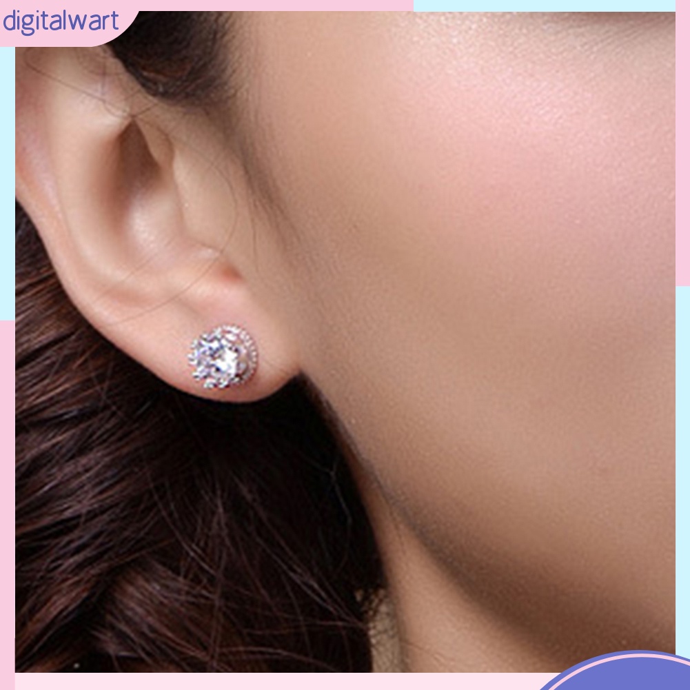 Đôi khuyên tai mạ bạc đính đá phong cách sang trọng cho nữ