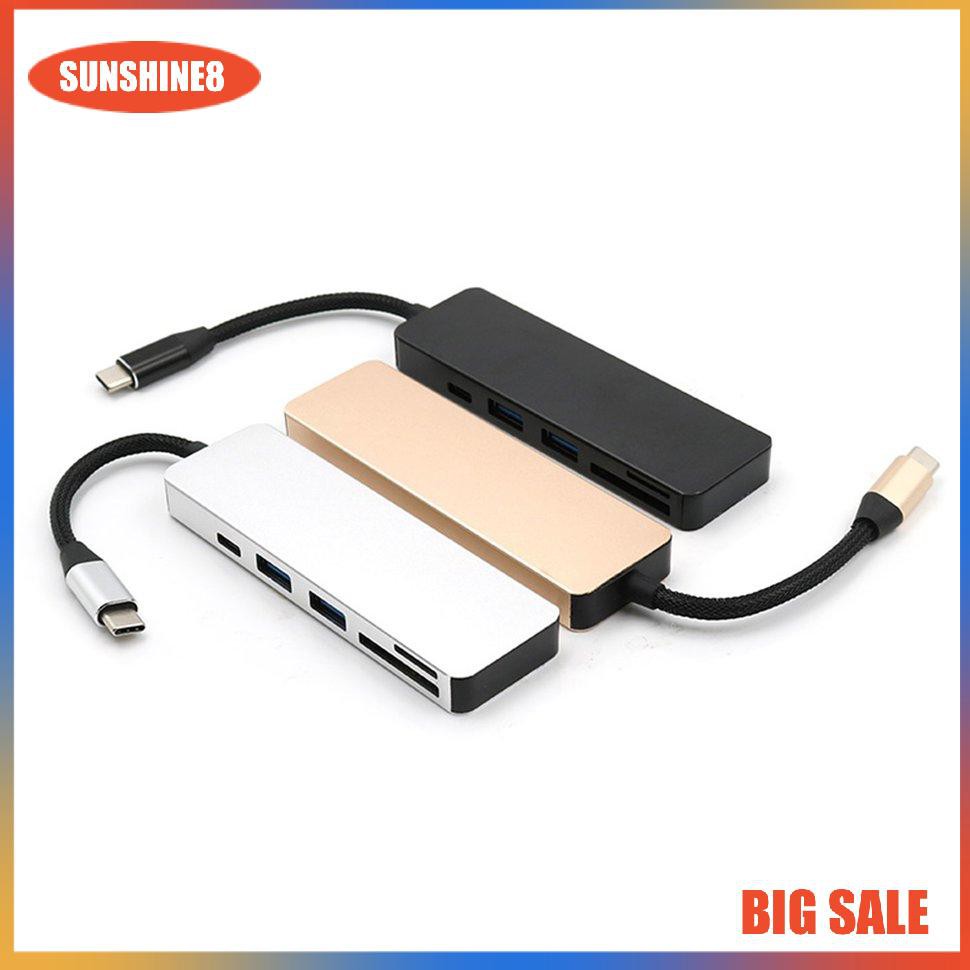 Bộ Chia Usb Hub Type-C Sang 4 Cổng Usb 3.0 + Tf / Micro Sd + Sd 0504 5 Trong 1