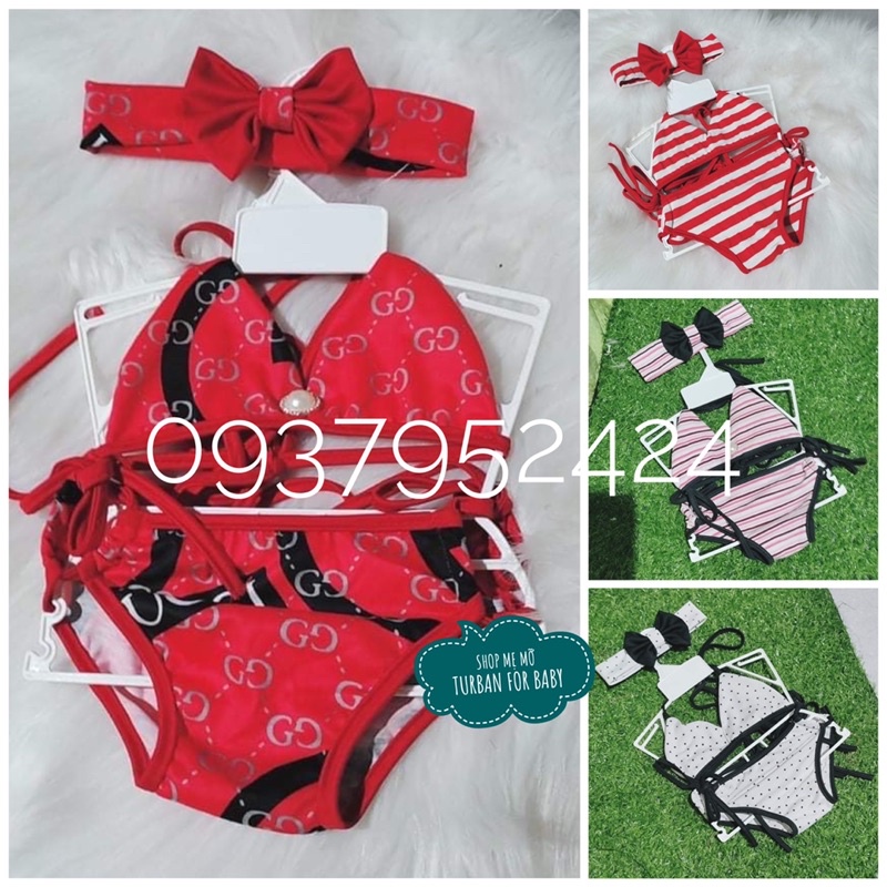 Set bikini kèm băng đô cho bé