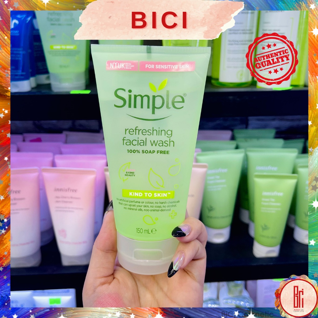 Sữa Rửa Mặt SIMPLE Kind To Skin Refreshing Facial Wash Gel - Có Tem Phụ