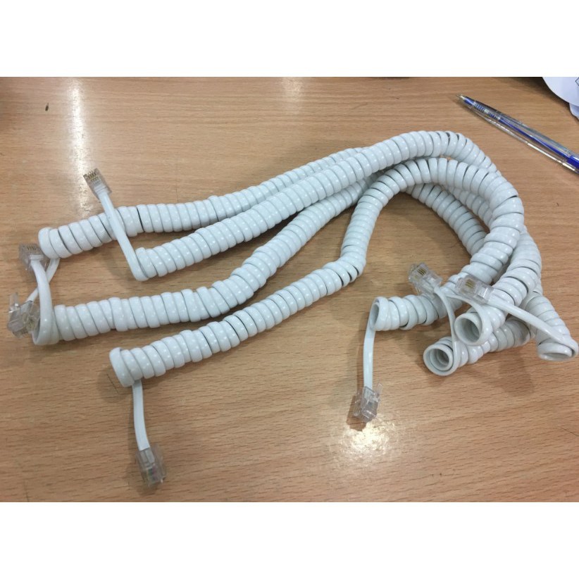 Dây tai nghe cho điện thoại bàn RJ9 2 mét xoắn lò xo - RJ9 cable Telephone Panasonic