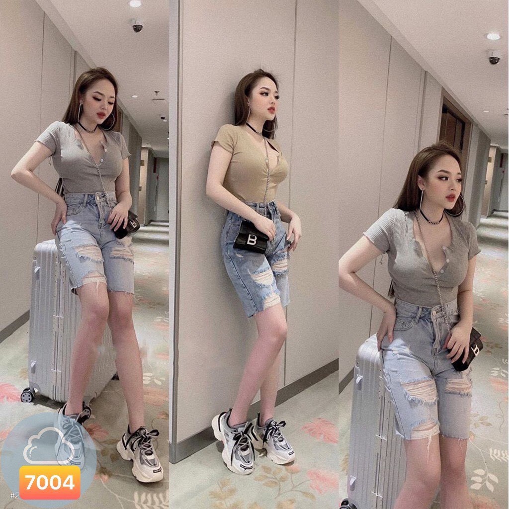 quần jean lửng rách 2 bên xinh siêu hot hit