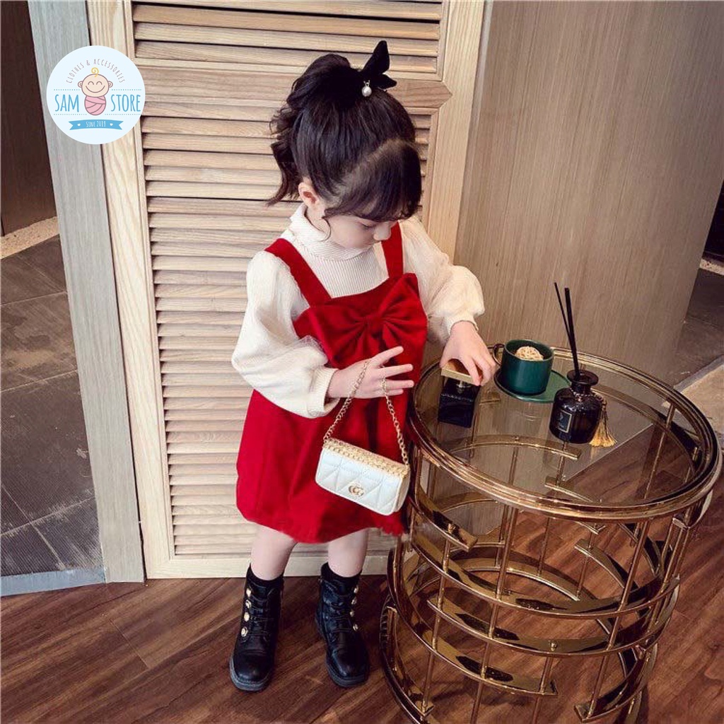 Đầm công chúa bé gái cho bé dự tiệc, đủ size từ 8-22 kg, chất nhung lì tay táo phối ren cực xinh