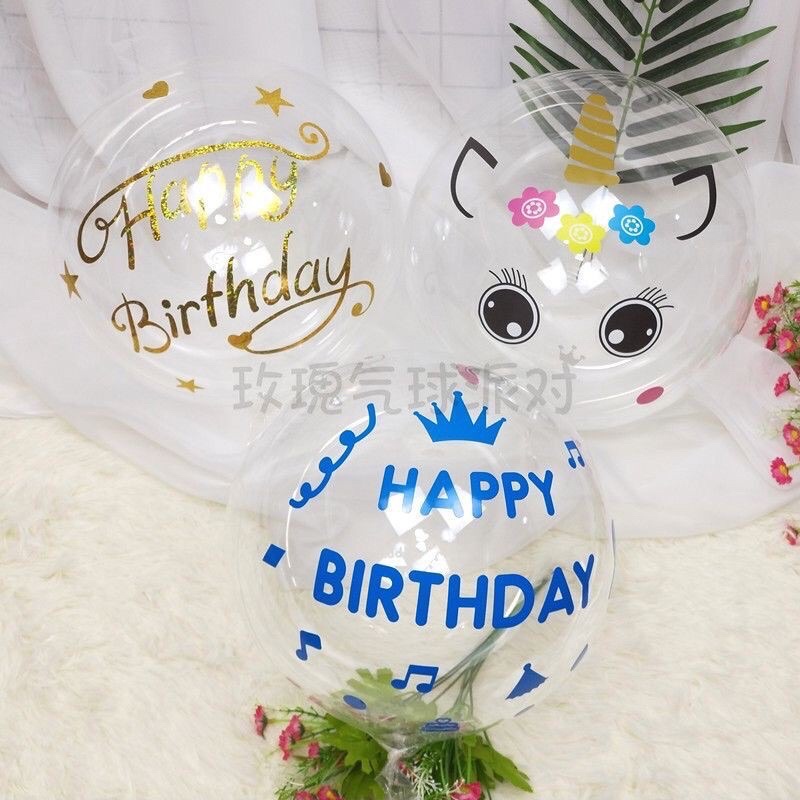 Decan miếng dán bóng happy birthday jumbo galaxy trong suốt sinh nhật